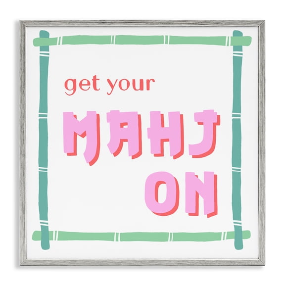 Stupell Industries Get Your Mahj On Gray Framed Giclee Art design by Krissy Mast, 12 x 12