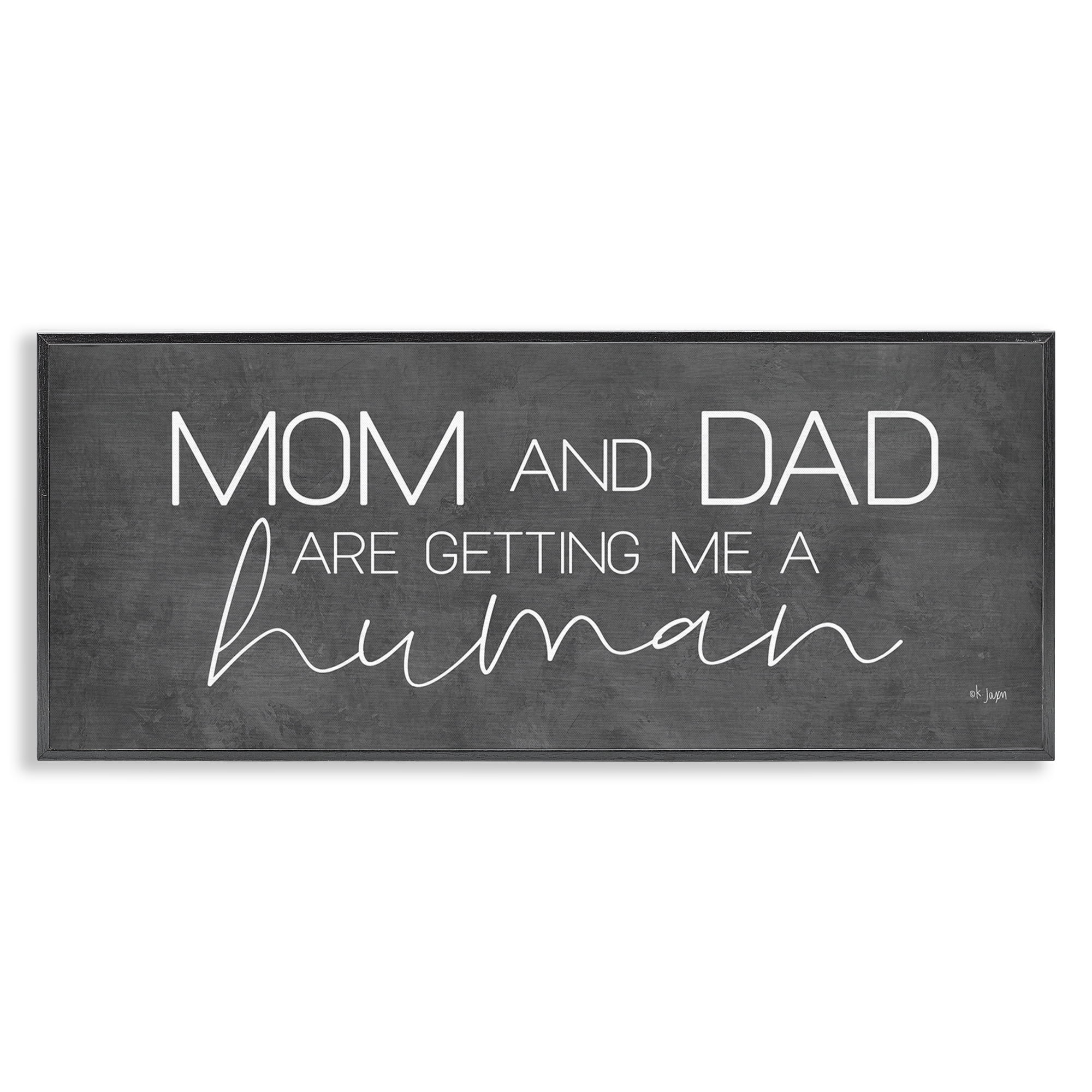 Stupell Industries Getting Me A Human Text & Numbers Painting Black Framed Art Print Wall Art, 24 x 10