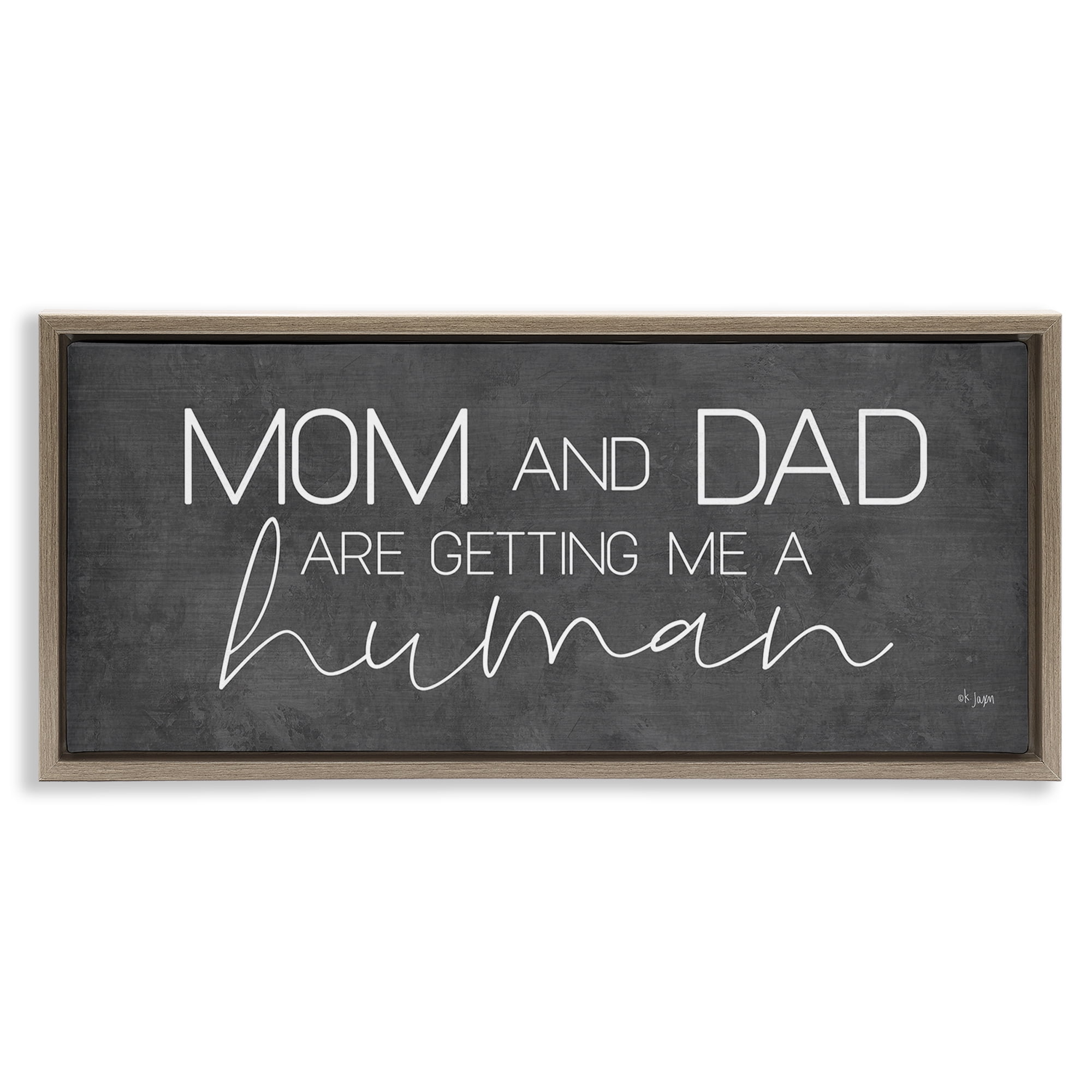 Stupell Industries Getting Me A Human Text & Numbers Painting Brown Floater Framed Canvas Art Print Wall Art, 25 x 11