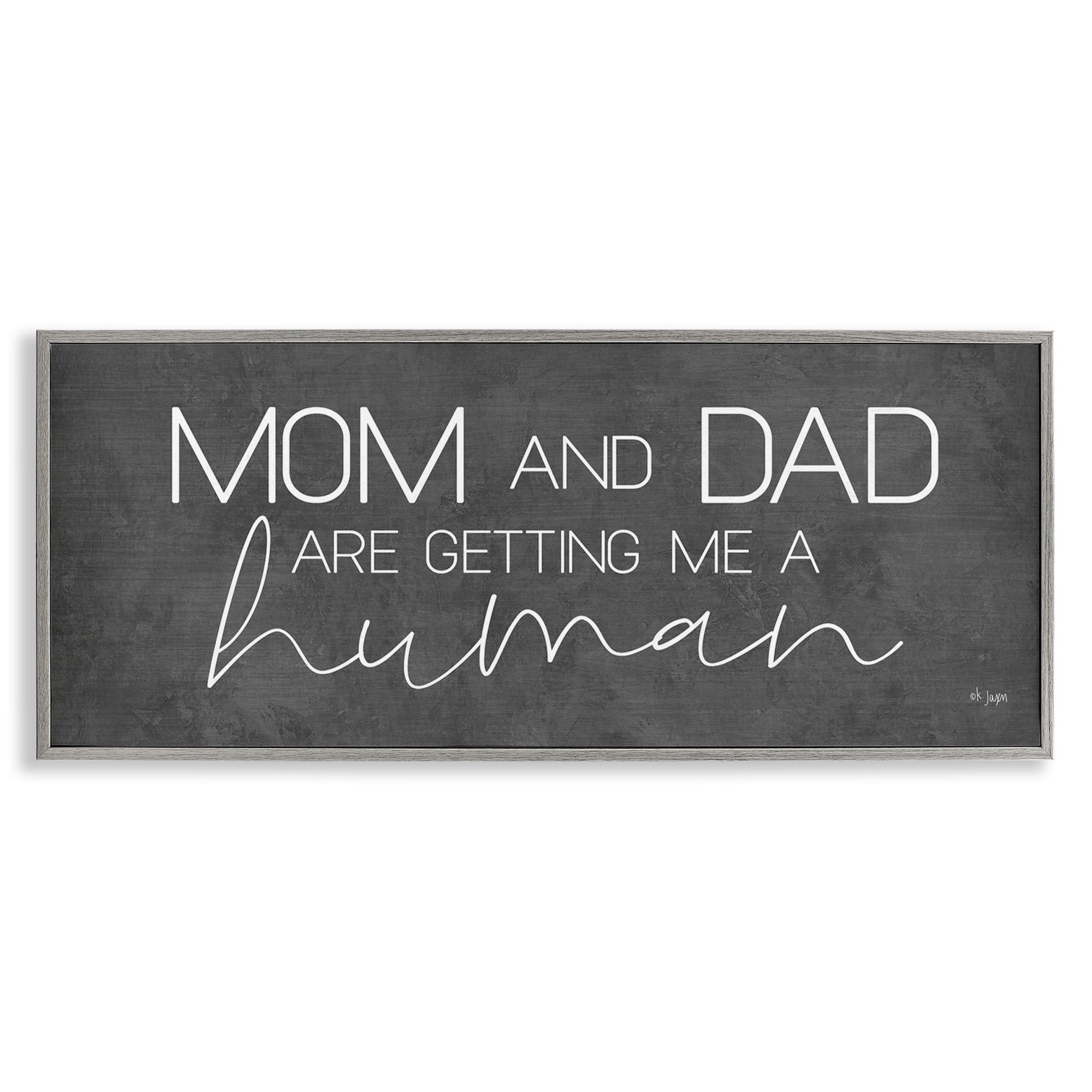 Stupell Industries Getting Me A Human Text & Numbers Painting Gray Framed Art Print Wall Art, 24 x 10
