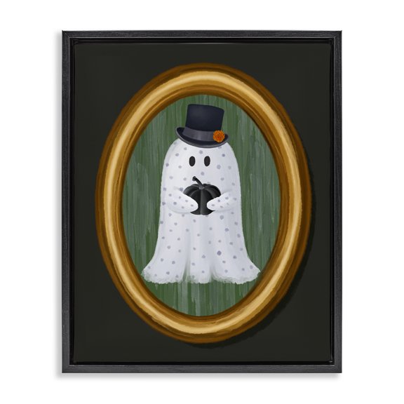 Ghost Boy Portrait Black Floating Frame Canvas Art, 25 x 31, Made In USA