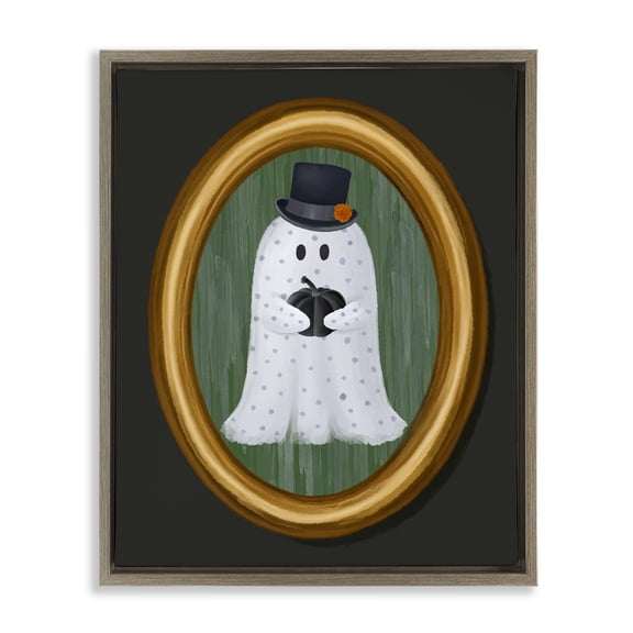 Ghost Boy Portrait Brown Floating Frame Canvas Art, 25 x 31, Made In USA