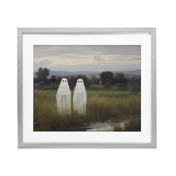 Stupell Industries French Country Ghost Duo in Field Gray Framed Print Under Glass, 21 x 17, by LSR Design Studio