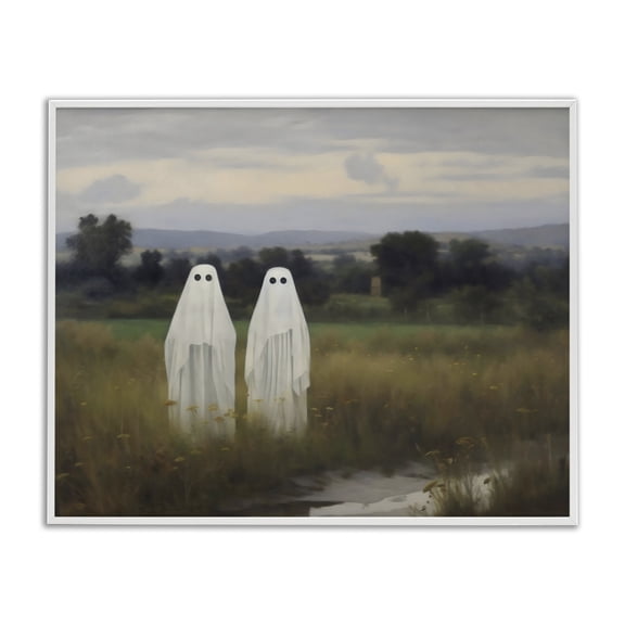 Ghost Duo in Field White Framed Giclee Art, 14 x 11, Made In USA