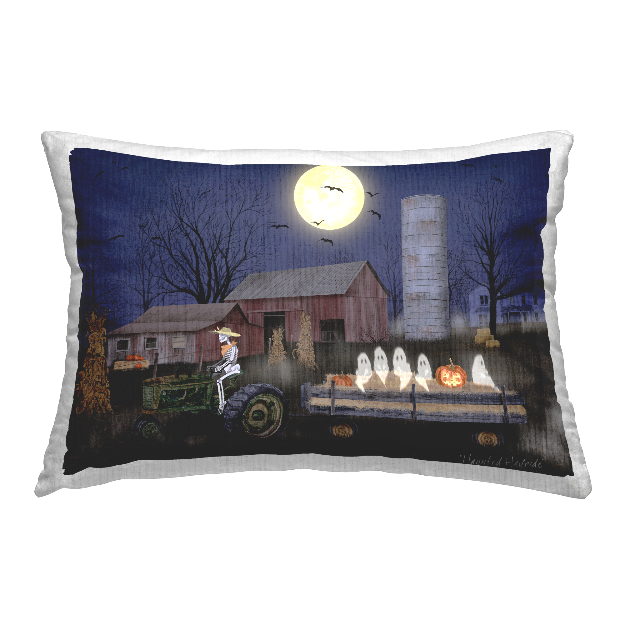 Stupell Industries Ghost Farmer Scene Decorative Printed Throw Pillow, 14 x 20
