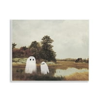 Stupell Industries Ghost Pair in Autumn Countryside Landscape & Nature Painting Unframed Art Print Wall Art, 14 x 11