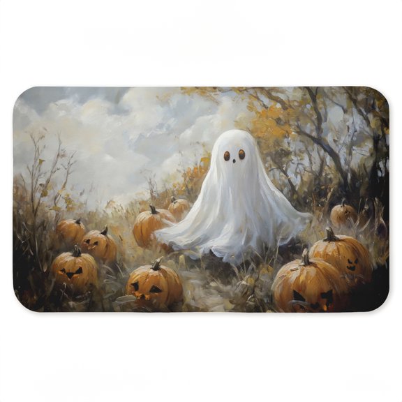 Stupell Industries Ghost in Field of Pumpkins Printed Anti-Fatigue Floor Mat, design by Creative Studio, 30"x18"