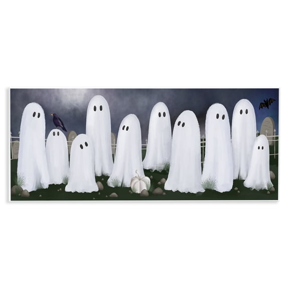 Ghosts in Graveyard Wall Plaque Art, 17 x 7, Made In USA