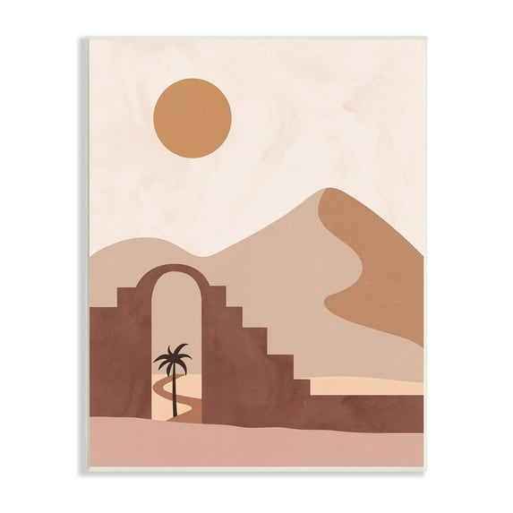 Stupell Industries Giant Sand Dune Deserted Buildings Oasis Daylight Illusion,10 x 15, Design by Nina Blue