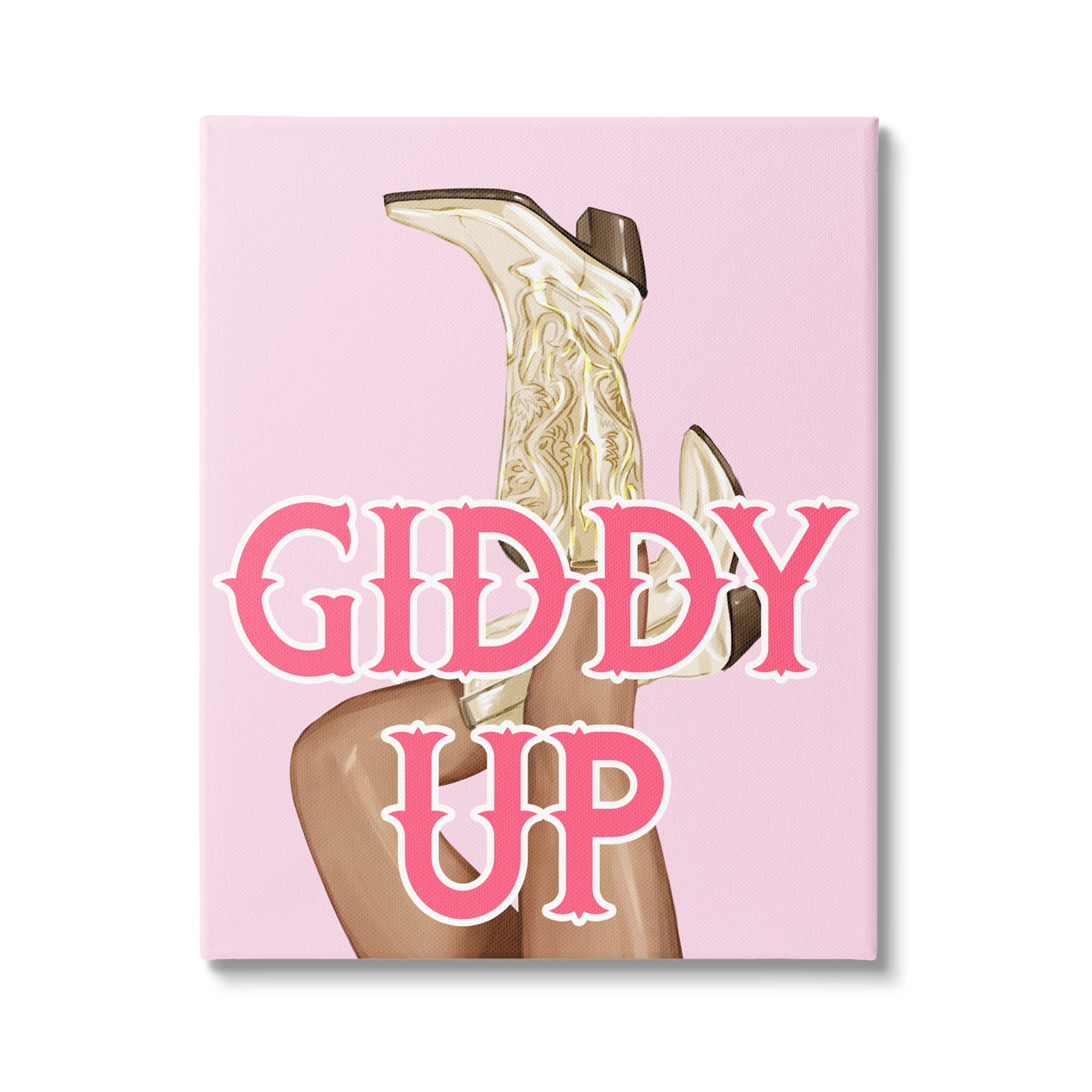 Stupell Industries Giddy Up Cowgirl Phrase Typography Painting Gallery Wrapped Canvas Art Print Wall Art, 24 x 30