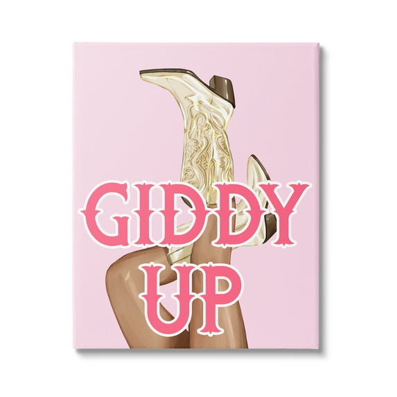 Stupell Industries Giddy Up Cowgirl Phrase Typography Painting Gallery Wrapped Canvas Art Print Wall Art, 36 x 48