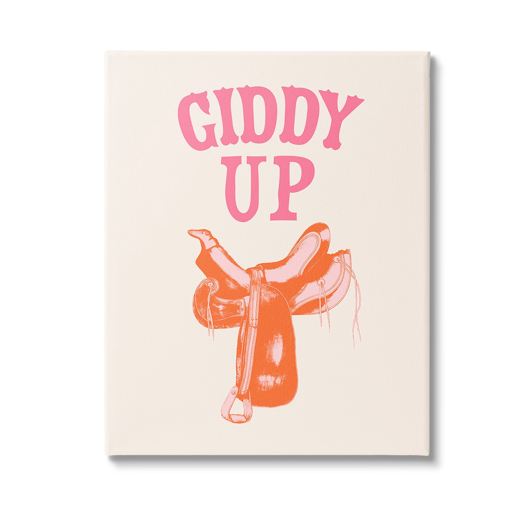 Stupell Industries Giddy Up Phrase Typography Painting Gallery Wrapped Canvas Art Print Wall Art, 16 x 20