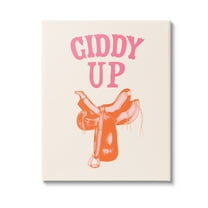 Stupell Industries Giddy Up Phrase Typography Painting Gallery Wrapped Canvas Art Print Wall Art, 16 x 20