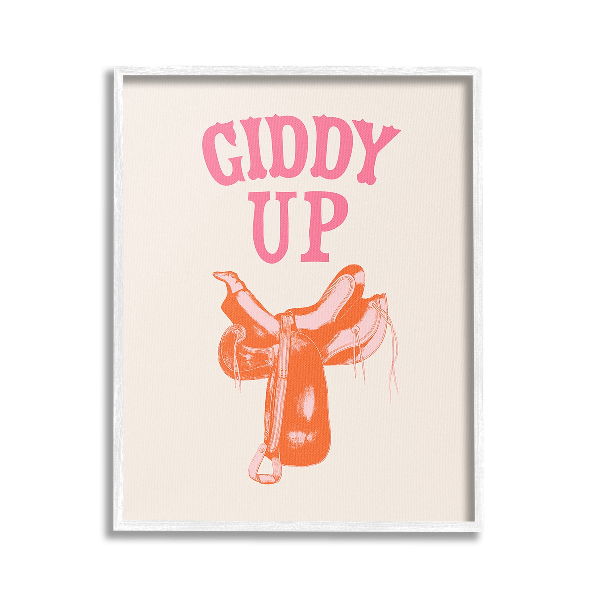 Stupell Industries Giddy Up Phrase Typography Painting White Framed Art Print Wall Art, 16 x 20