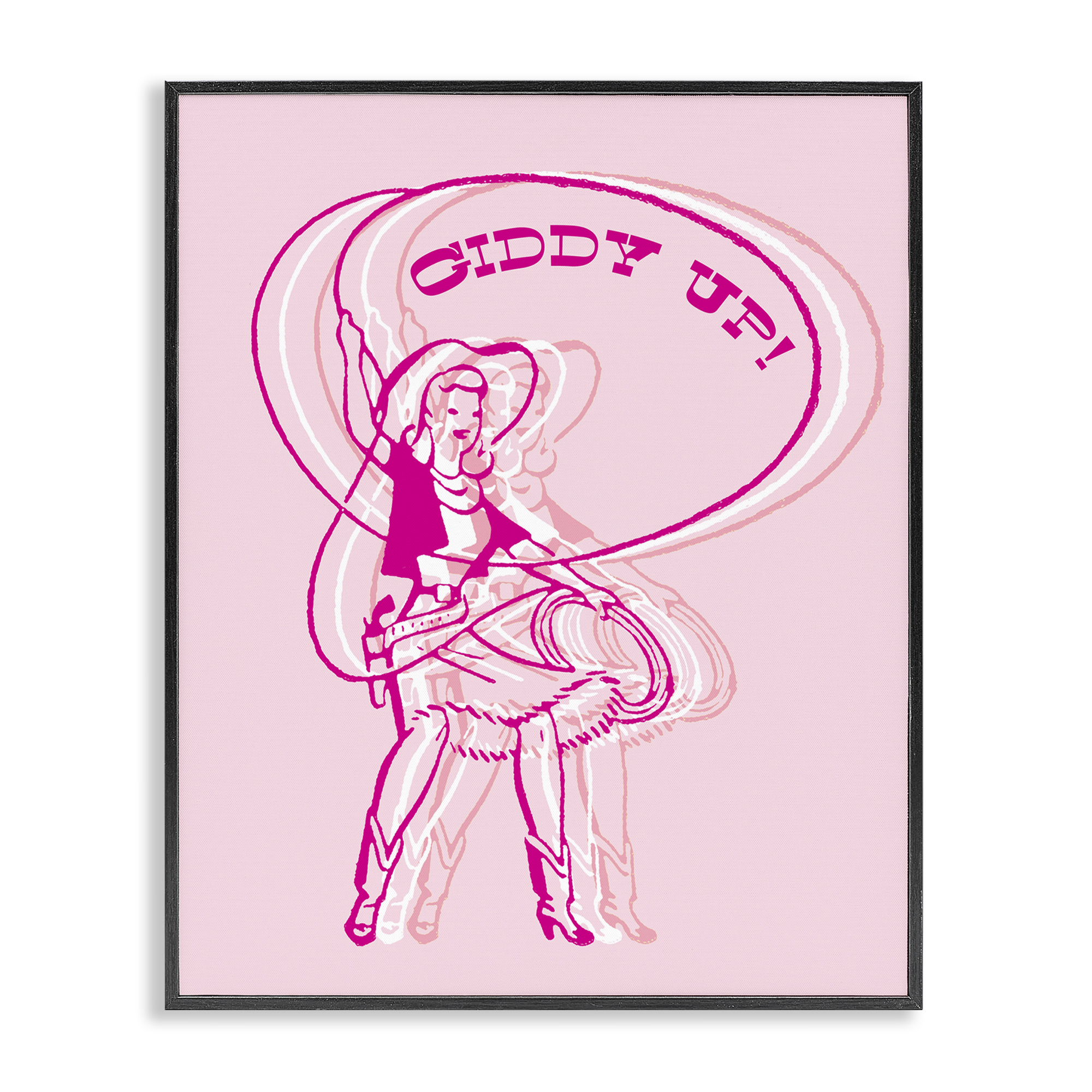Stupell Industries Giddy Up Rodeo Girl People Painting Black Framed Art Print Wall Art, 16 x 20