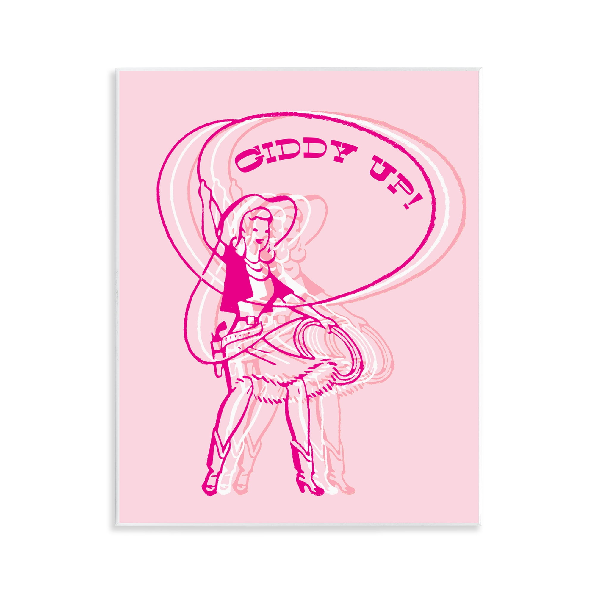 Stupell Industries Giddy Up Rodeo Girl People Painting Unframed Art Print Wall Art, 11 x 14