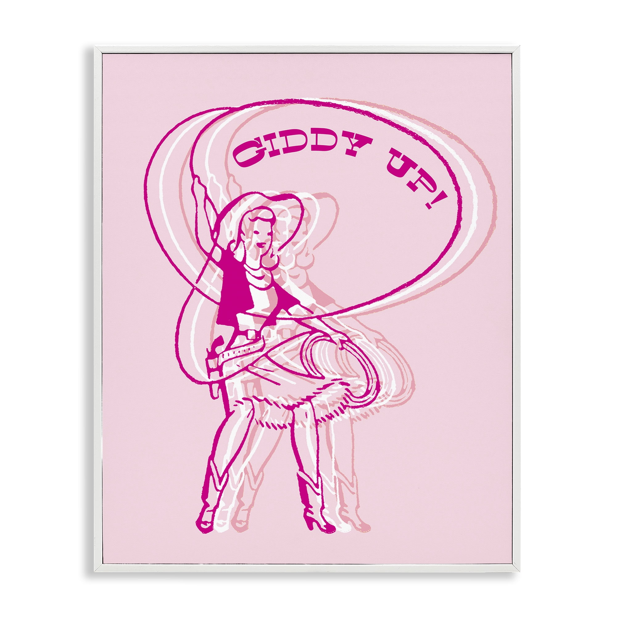 Stupell Industries Giddy Up Rodeo Girl People Painting White Framed Art Print Wall Art, 24 x 30