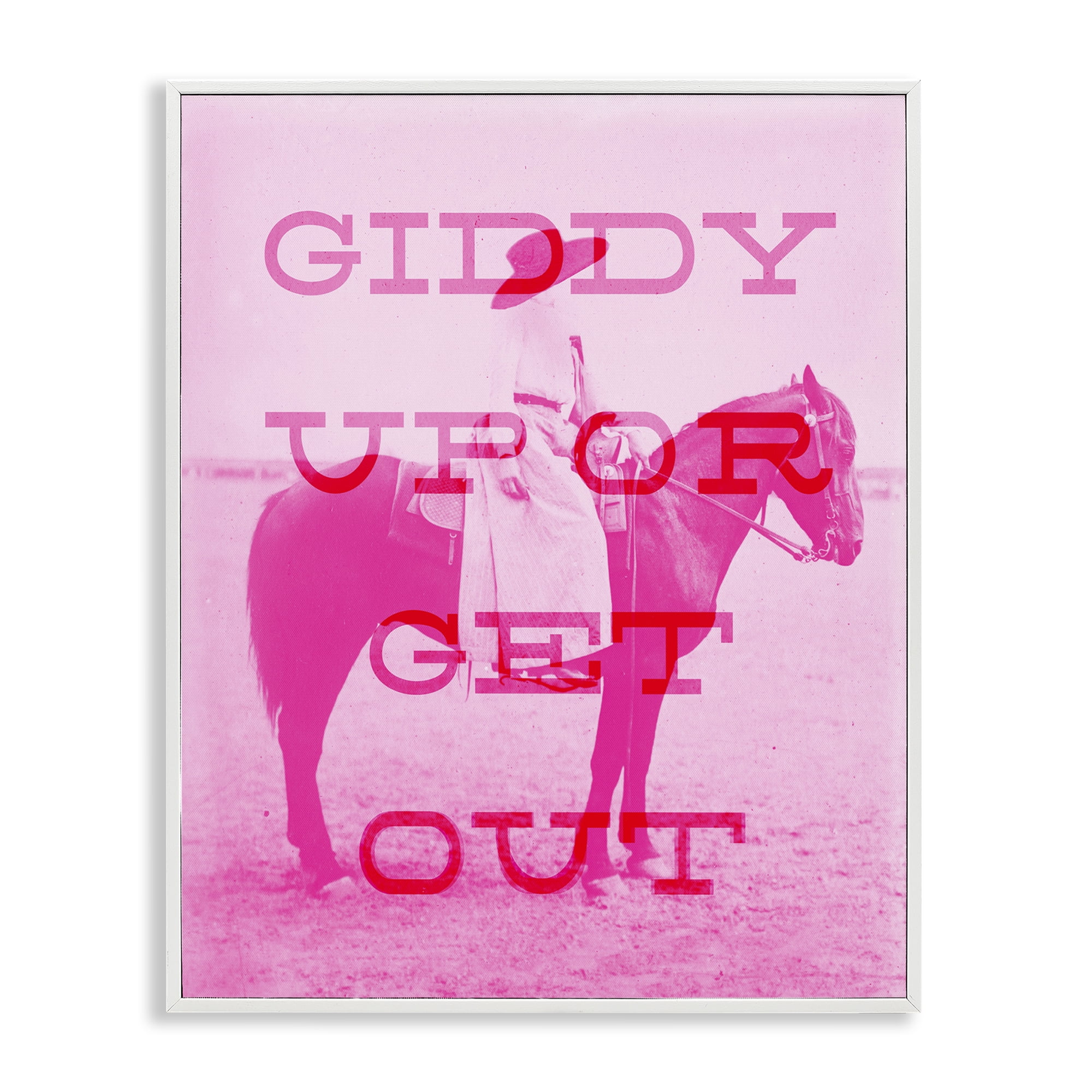 Stupell Industries Giddy Up or Get Out Animals Painting White Framed Art Print Wall Art, 24 x 30