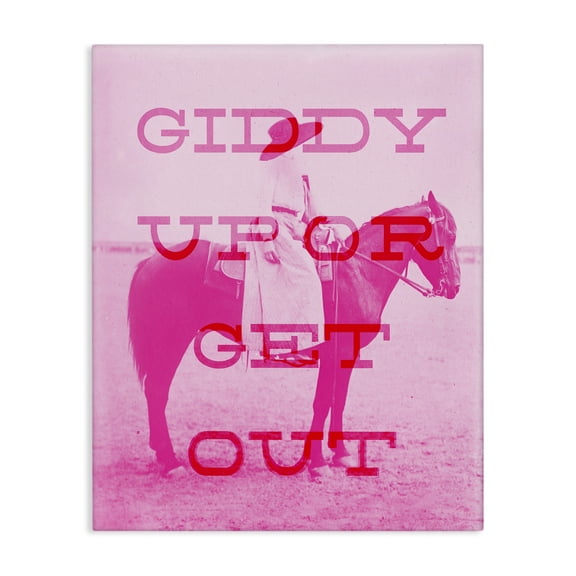 Stupell Industries Giddy Up or Get Out Animals Painting Wrapped Canvas Art Print Wall Art, 16 x 20