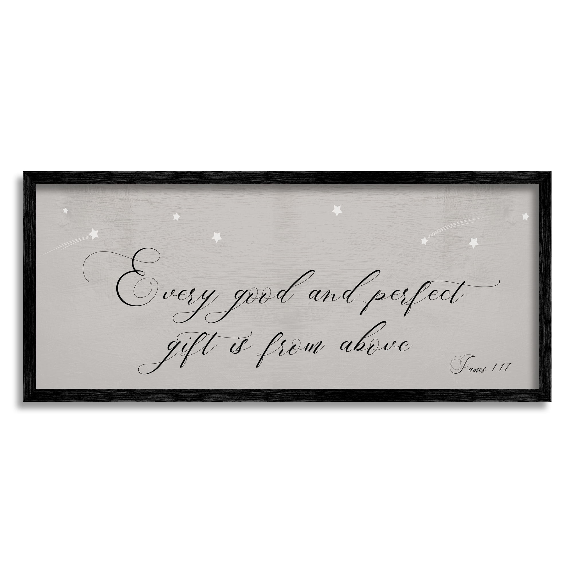 Stupell Industries Gift From Above James 1:17 Proverbs Shooting Stars Modern Painting Black Framed Art Print Wall Art, 10 x 24, Design by Daphne Polselli