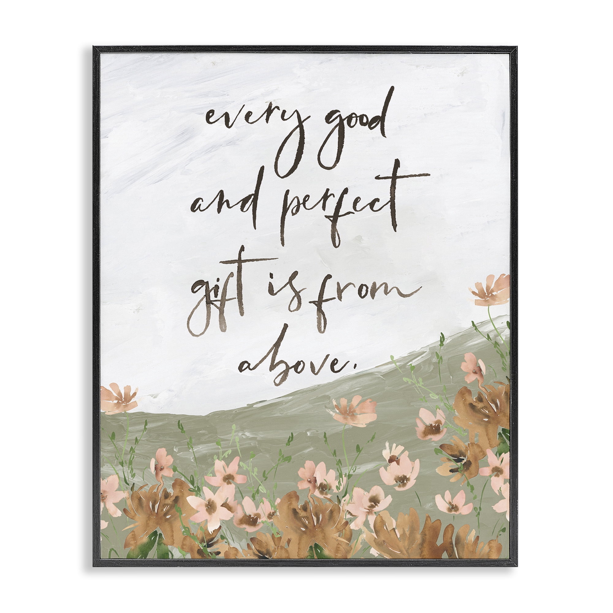Stupell Industries Gifts From Above Religious Painting Black Framed Art Print Wall Art, 24 x 30