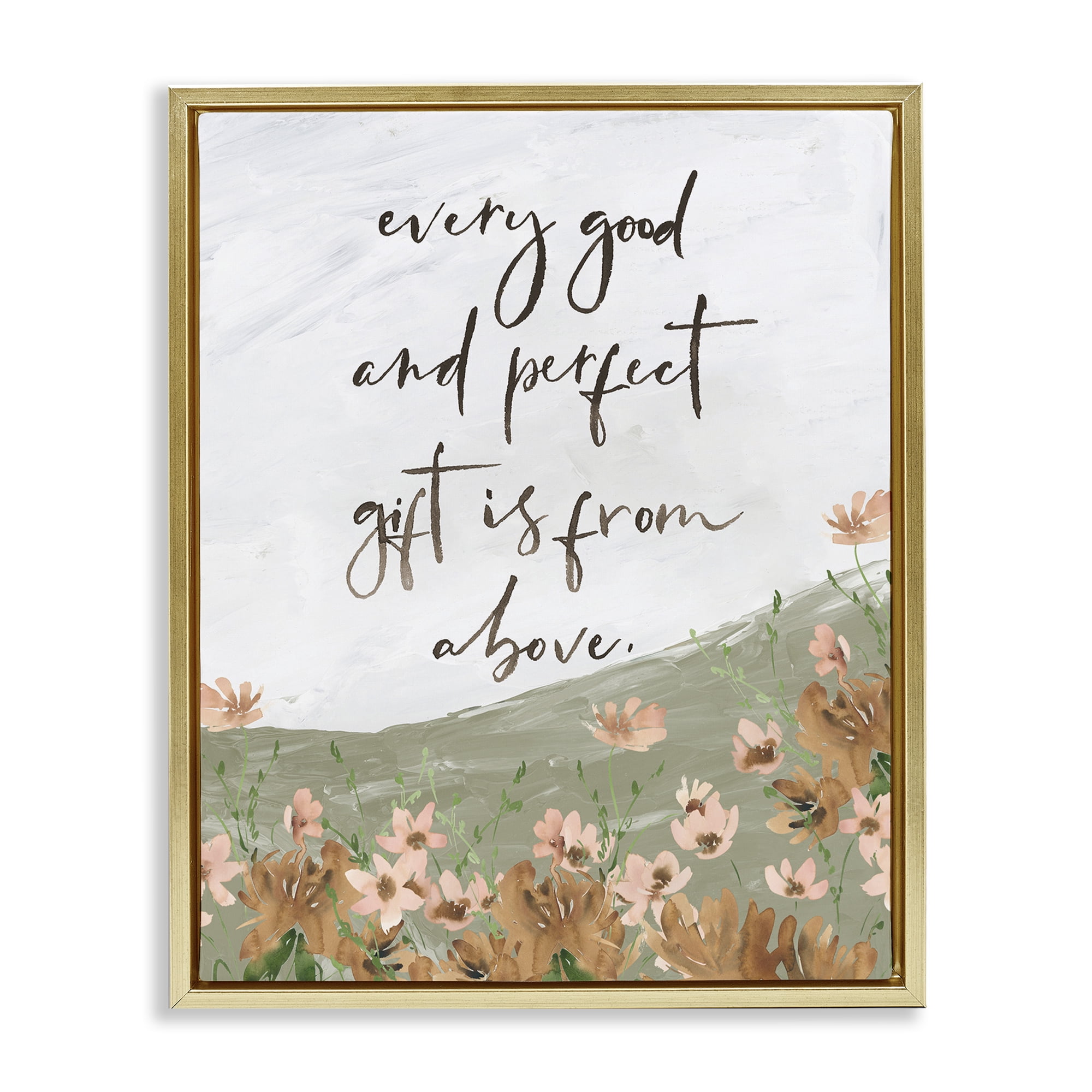 Stupell Industries Gifts From Above Religious Painting Gold Floater Framed Art Print Wall Art, 17 x 21