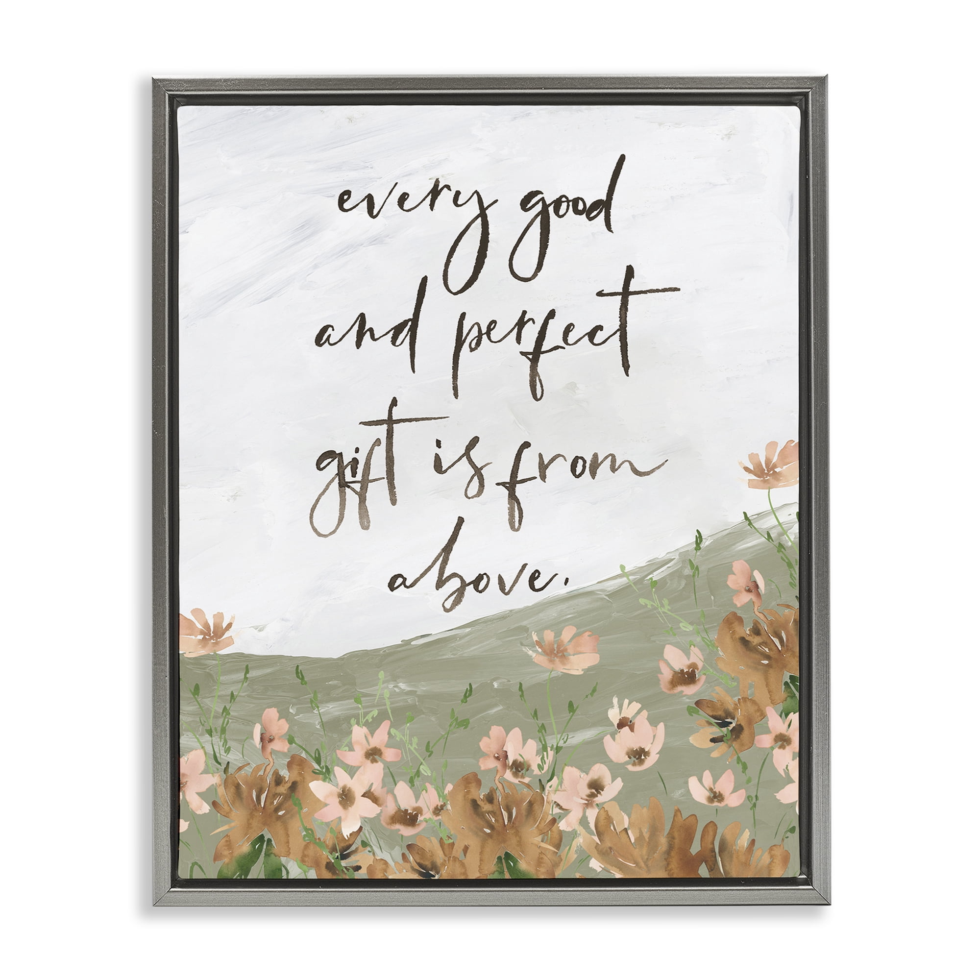 Stupell Industries Gifts From Above Religious Painting Gray Floater Framed Art Print Wall Art, 25 x 31