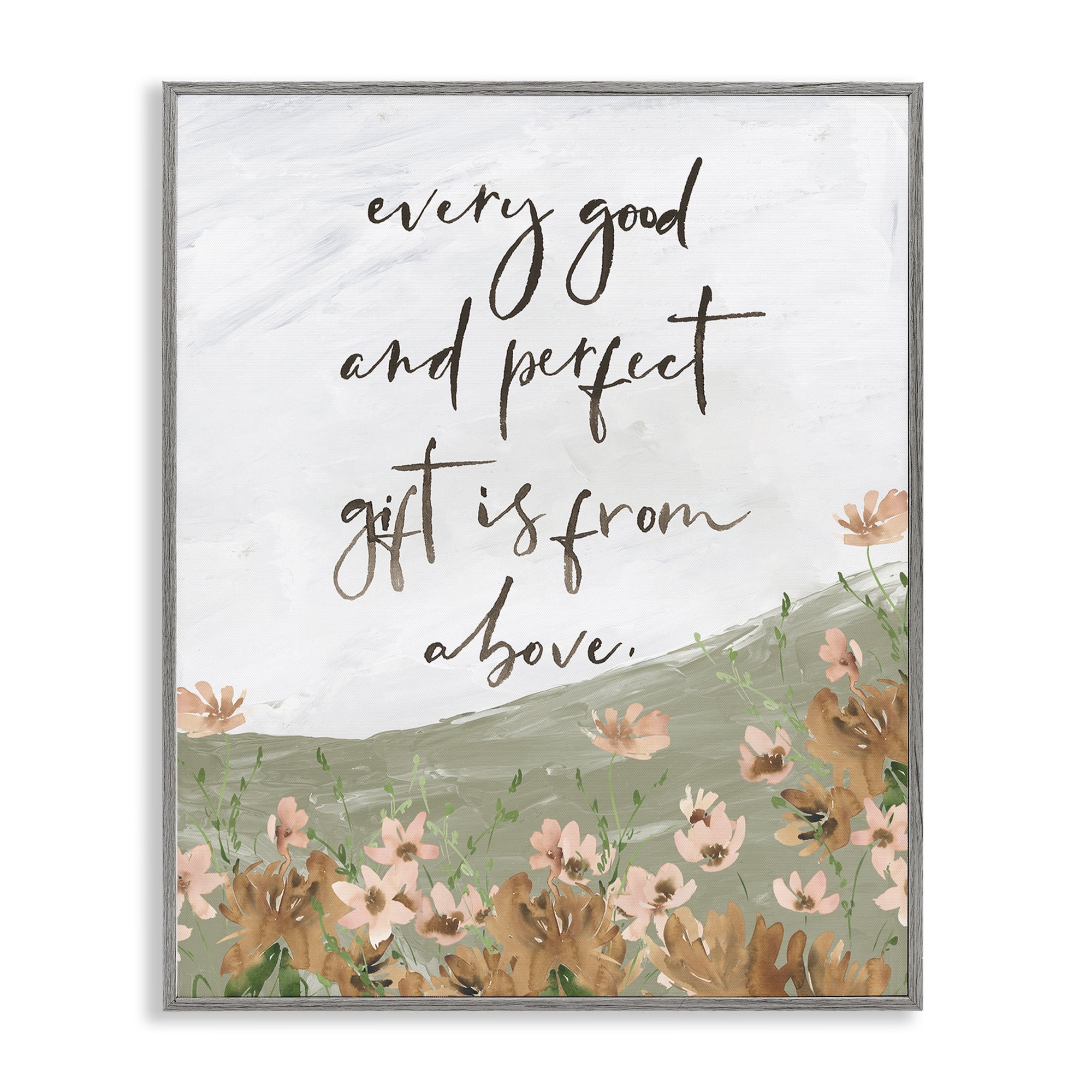 Stupell Industries Gifts From Above Religious Painting Gray Framed Art Print Wall Art, 24 x 30