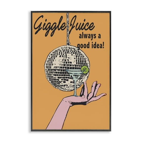 Stupell Industries Giggle Juice Cocktail Food & Beverage Painting Black Framed Art Print Wall Art, 12 x 18