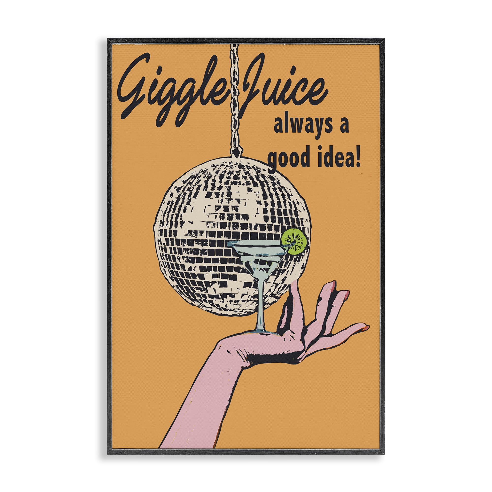 Stupell Industries Giggle Juice Cocktail Food & Beverage Painting Black Framed Art Print Wall Art, 20 x 30