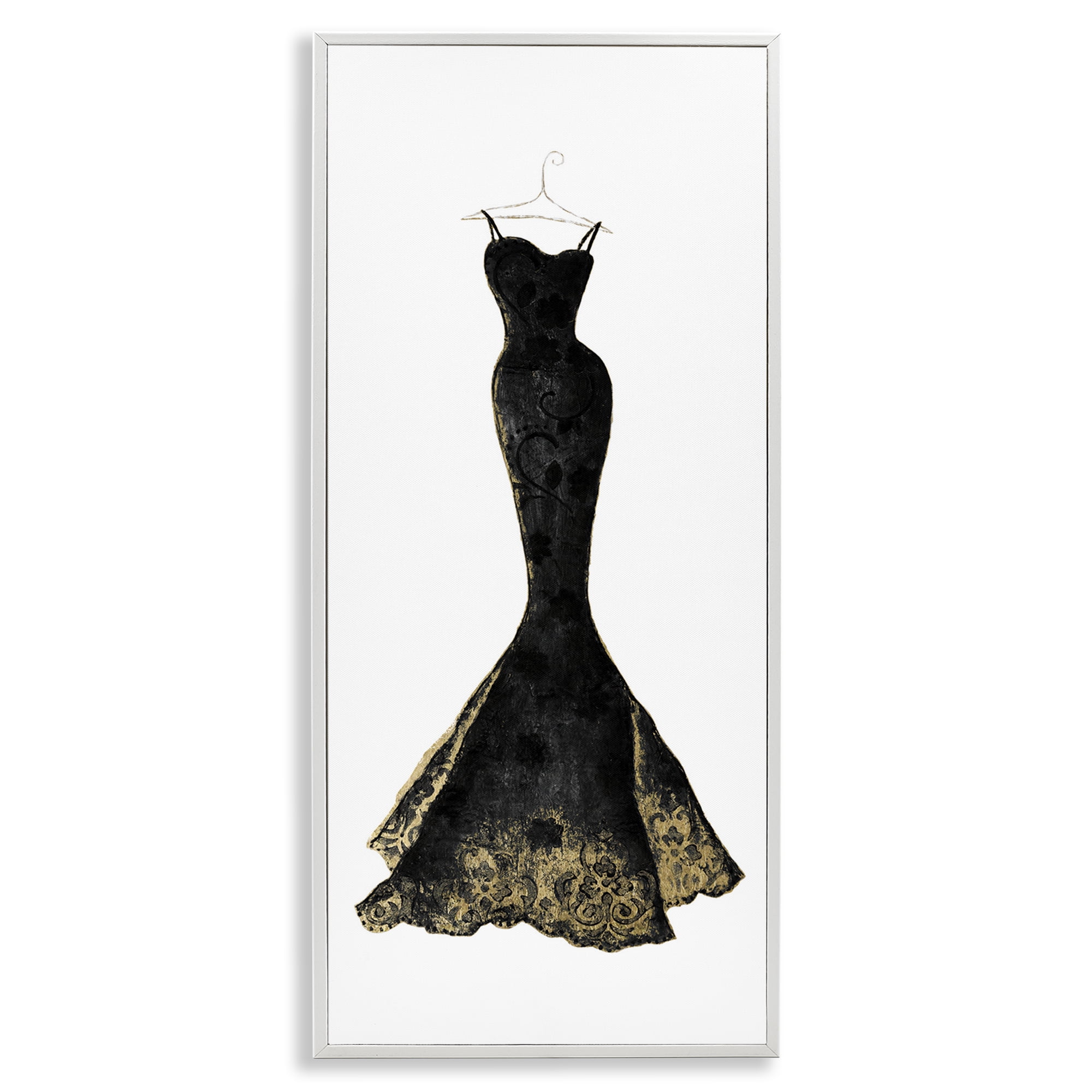 Stupell Industries Gilded Black Evening Gown White Framed Giclee Art, design by Janet Tava