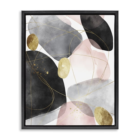 Stupell Industries Transitional Gilded Echoes Shapes Black Floating Frame Canvas Art, 17 x 21, by Svetlana Aleynikova