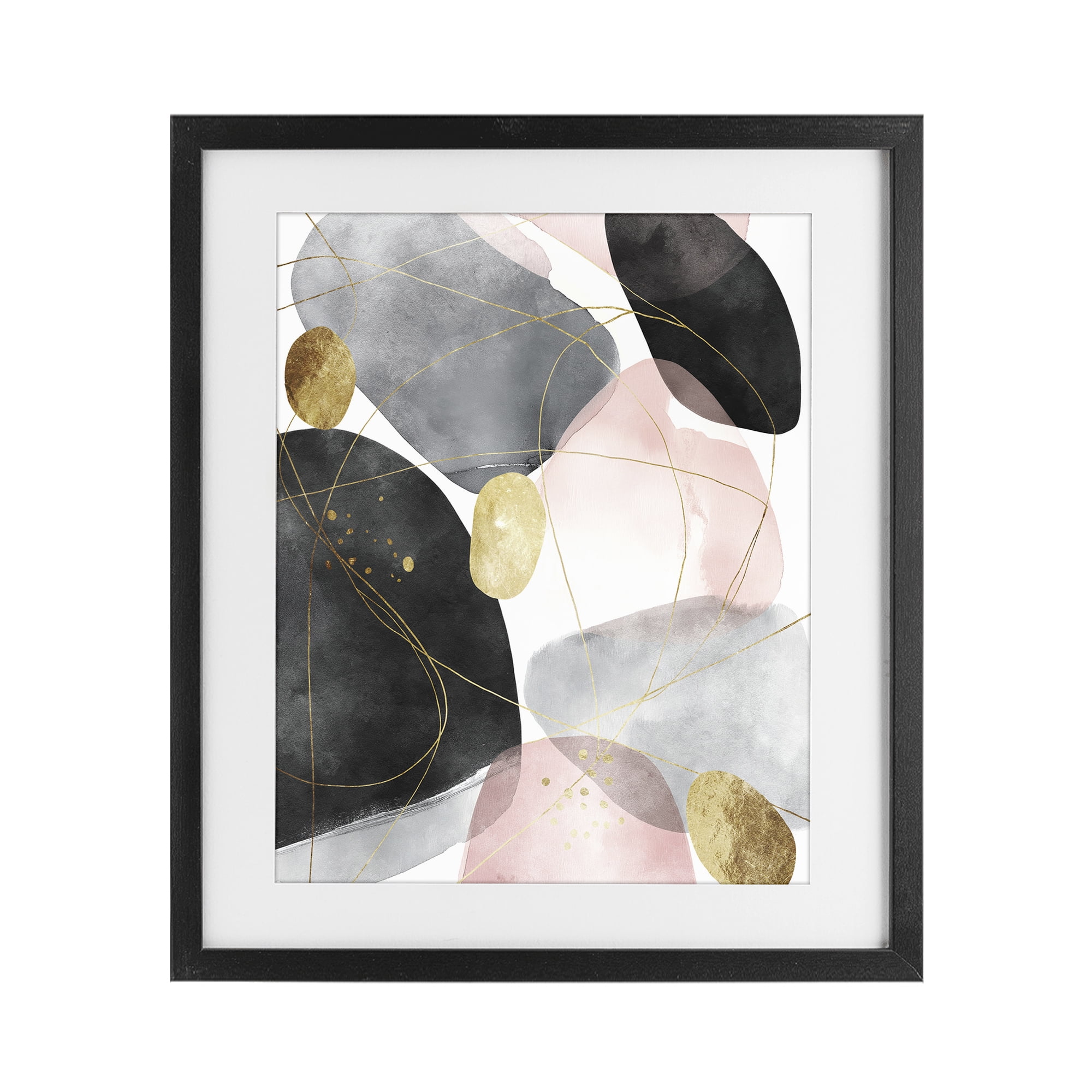 Stupell Industries Gilded Echoes Shapes Black Framed Print Under Glass, design by Svetlana Aleynikova