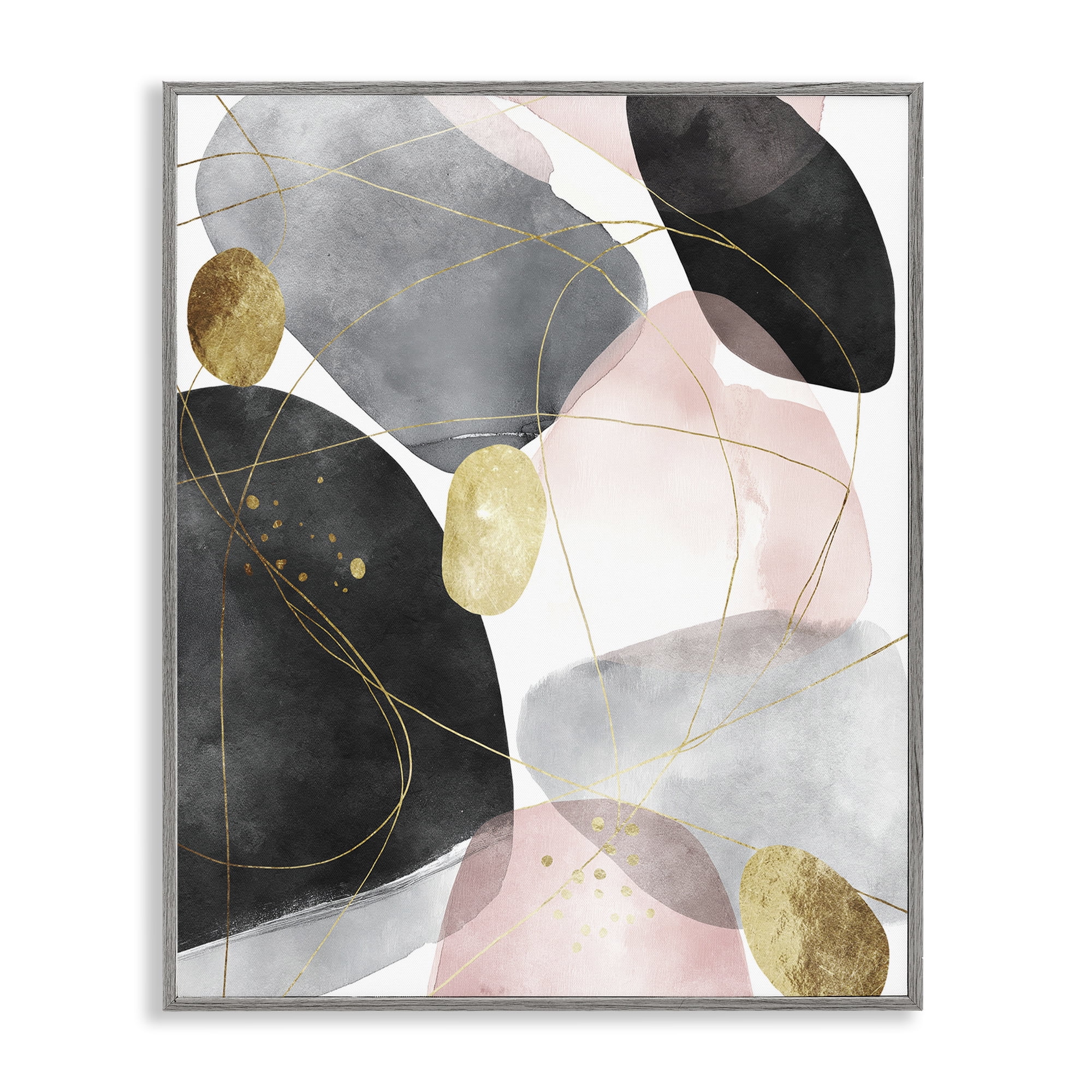 Stupell Industries Gilded Echoes Shapes Gray Framed Giclee Art, design by Svetlana Aleynikova