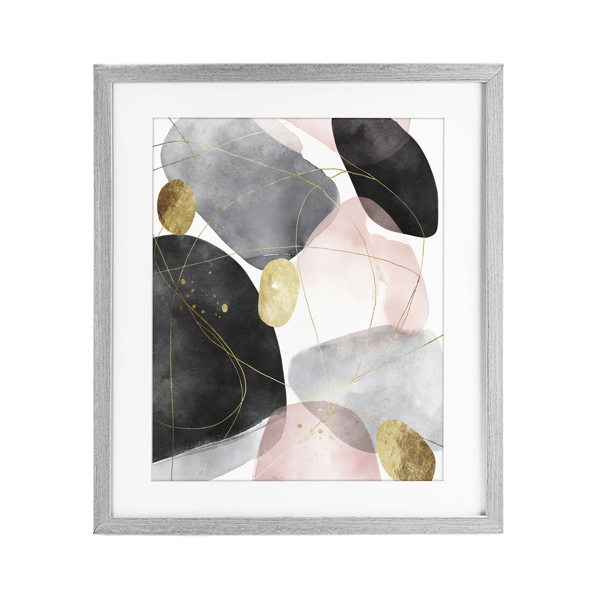 Stupell Industries Gilded Echoes Shapes Gray Framed Print Under Glass, design by Svetlana Aleynikova