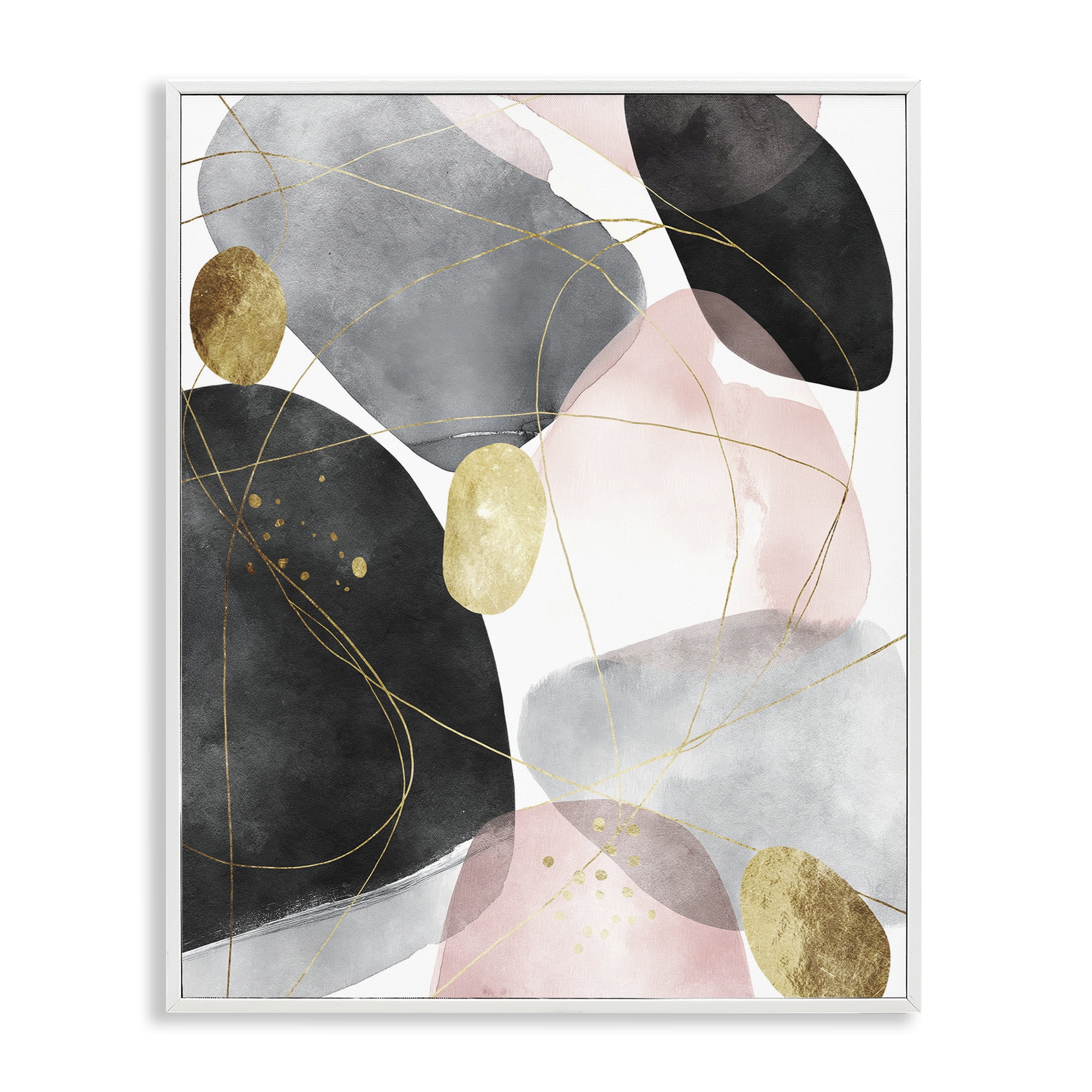 Stupell Industries Gilded Echoes Shapes White Framed Giclee Art, design by Svetlana Aleynikova