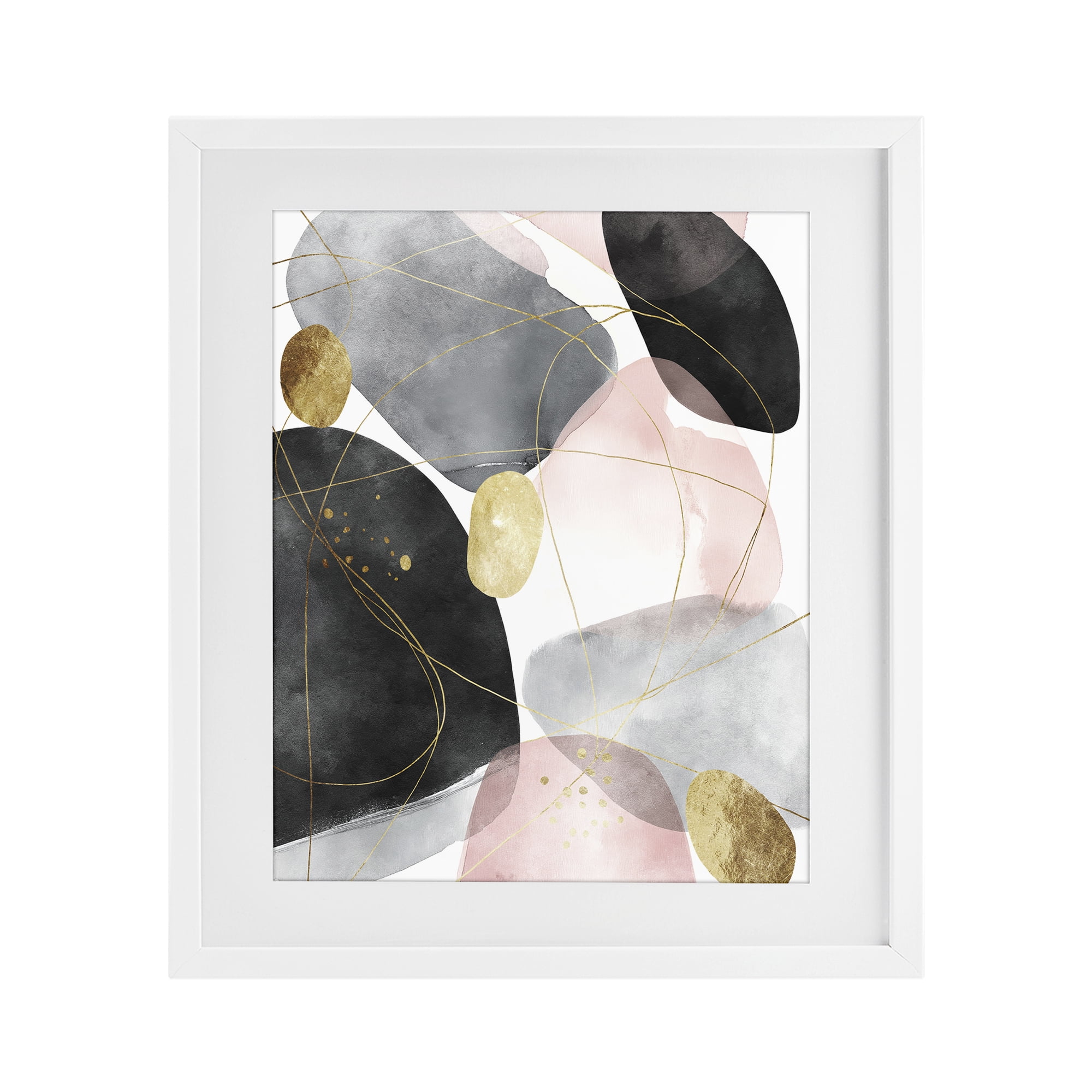 Stupell Industries Gilded Echoes Shapes White Framed Print Under Glass, design by Svetlana Aleynikova