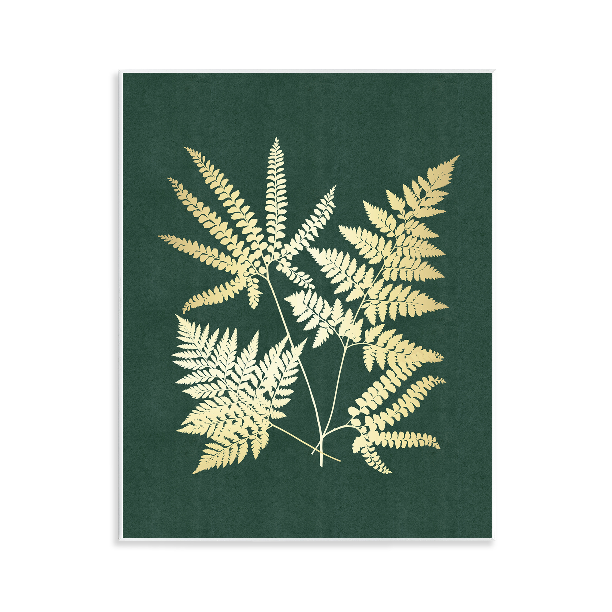 Stupell Industries Gilded Fern Leaves Plants & Flowers Painting Unframed Art Print Wall Art, 11 x 14