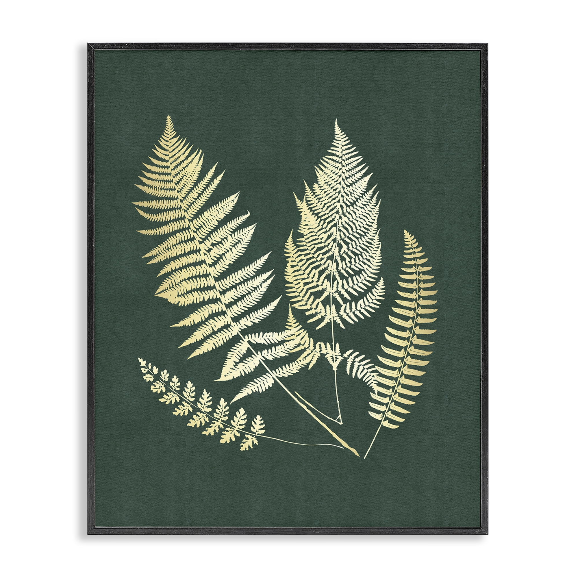 Stupell Industries Gilded Fern Sprigs Plants & Flowers Painting Black Framed Art Print Wall Art, 11 x 14