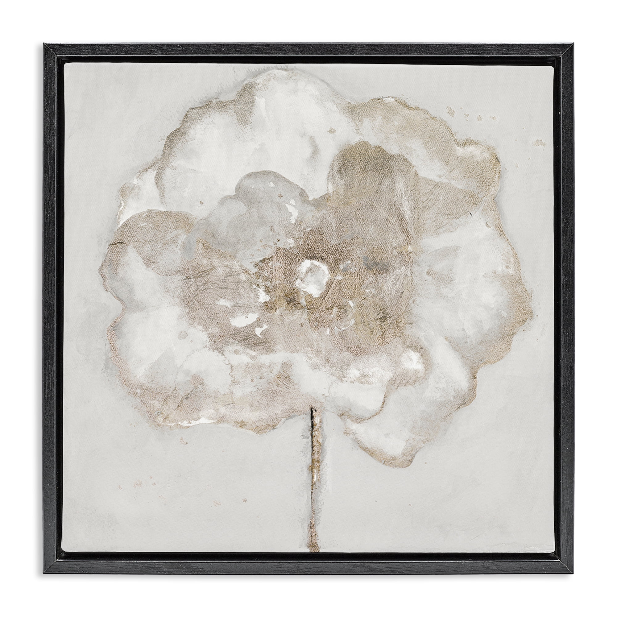 Stupell Industries Gilded Flower Blossoms Botanical & Floral Painting Black Floater Framed Art Print Wall Art, 18 x 18