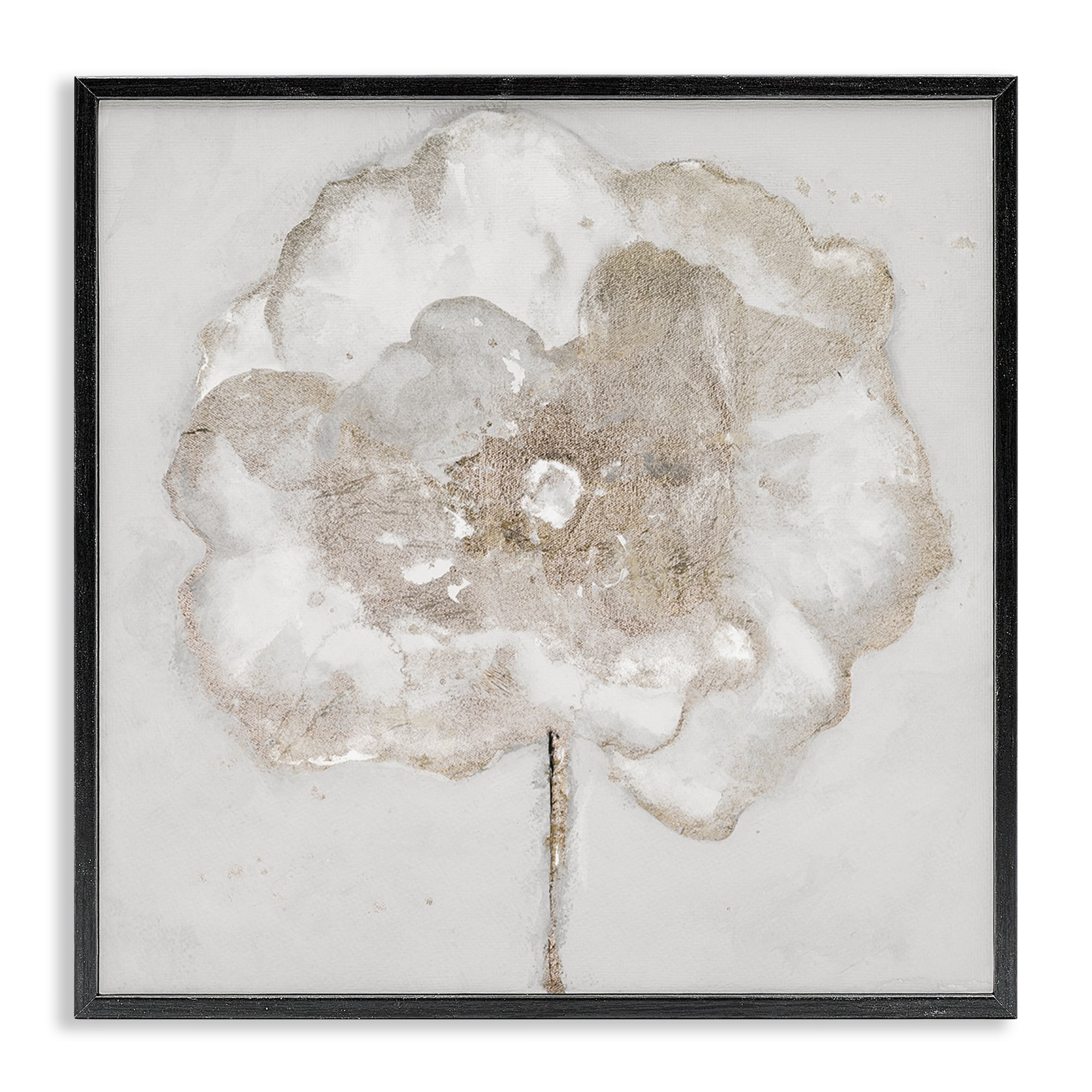 Stupell Industries Gilded Flower Blossoms Botanical & Floral Painting Black Framed Art Print Wall Art, 17 x 17
