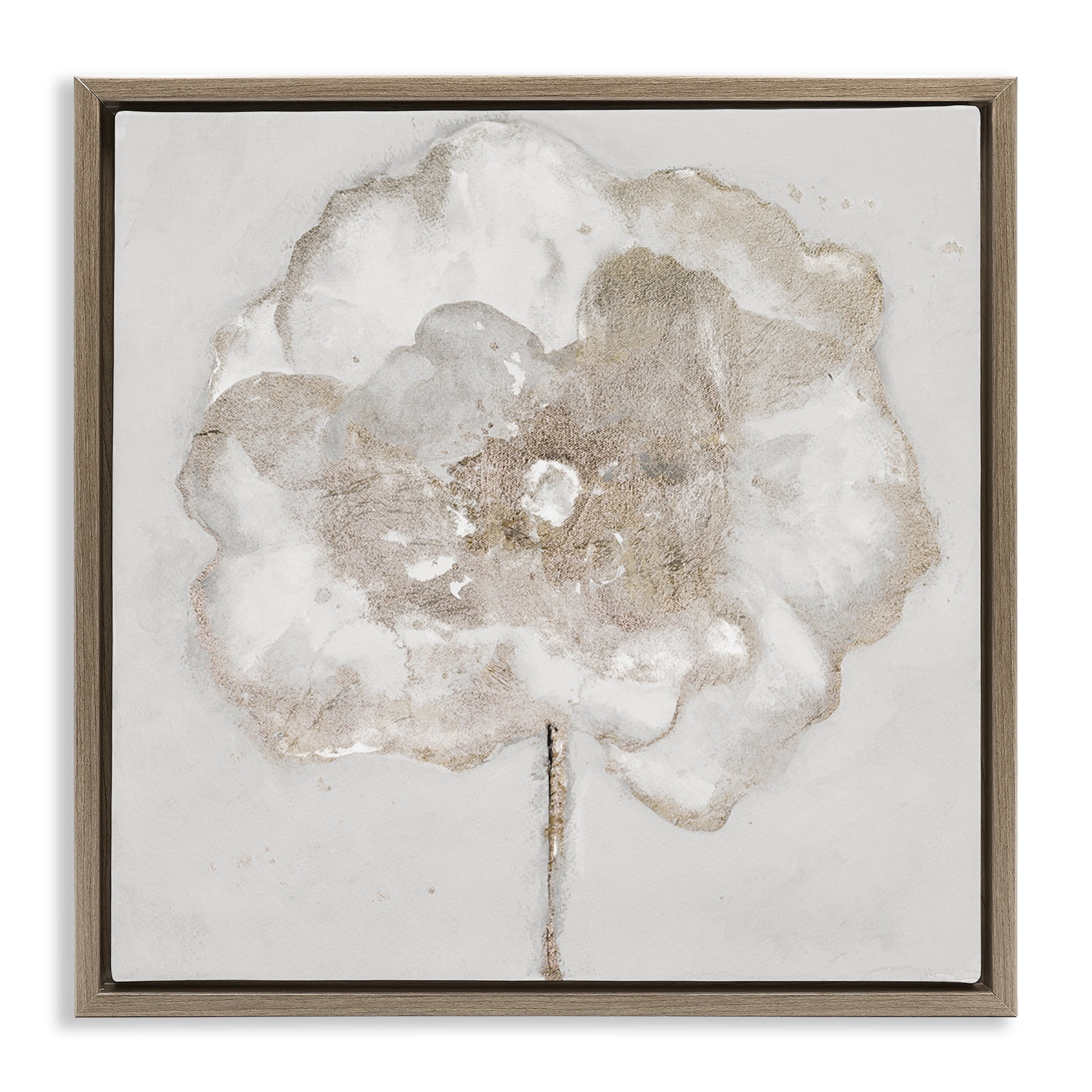 Stupell Industries Gilded Flower Blossoms Botanical & Floral Painting Brown Floater Framed Art Print Wall Art, 18 x 18