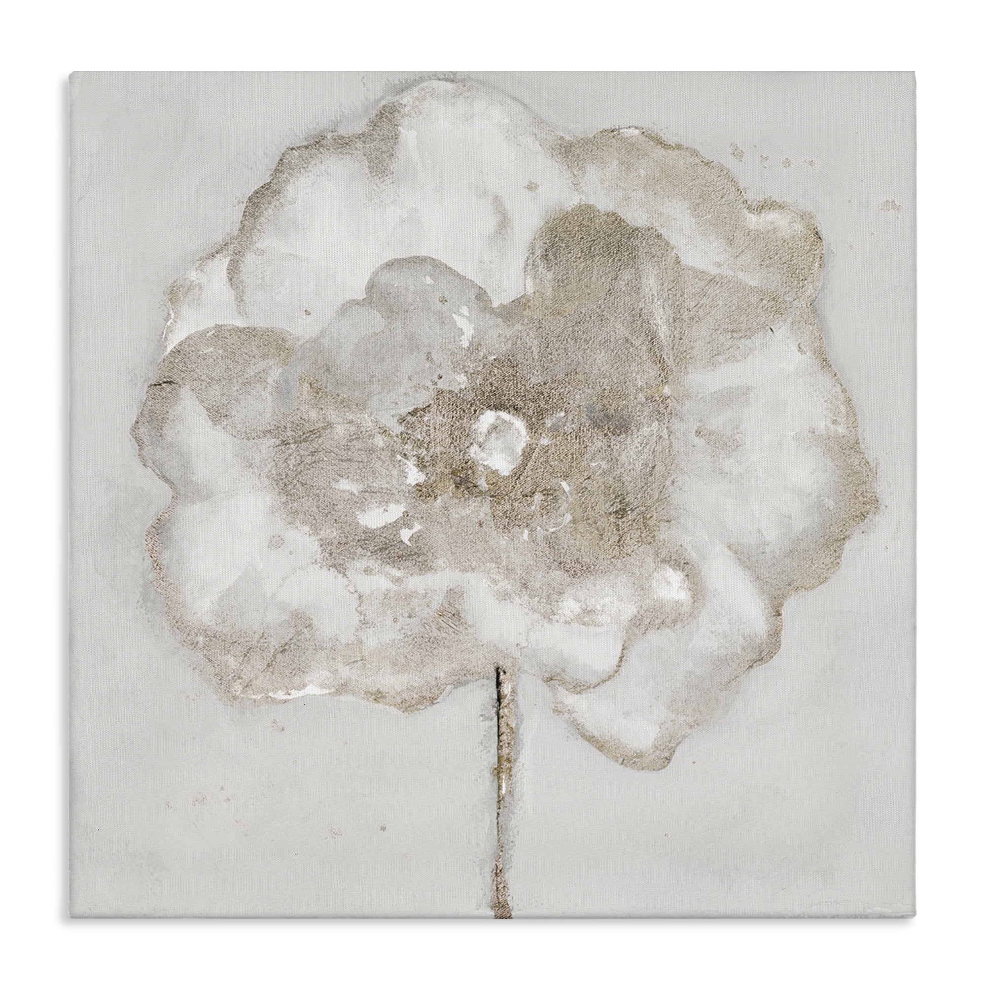 Stupell Industries Gilded Flower Blossoms Botanical & Floral Painting Gallery Wrapped Canvas Art Print Wall Art, 17 x 17