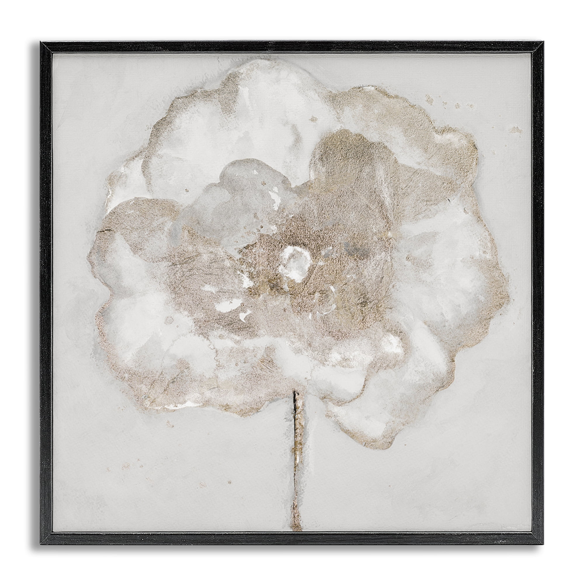 Stupell Industries Gilded Flower Blossoms Botanical & Floral Painting Gray Framed Art Print Wall Art, 24 x 24