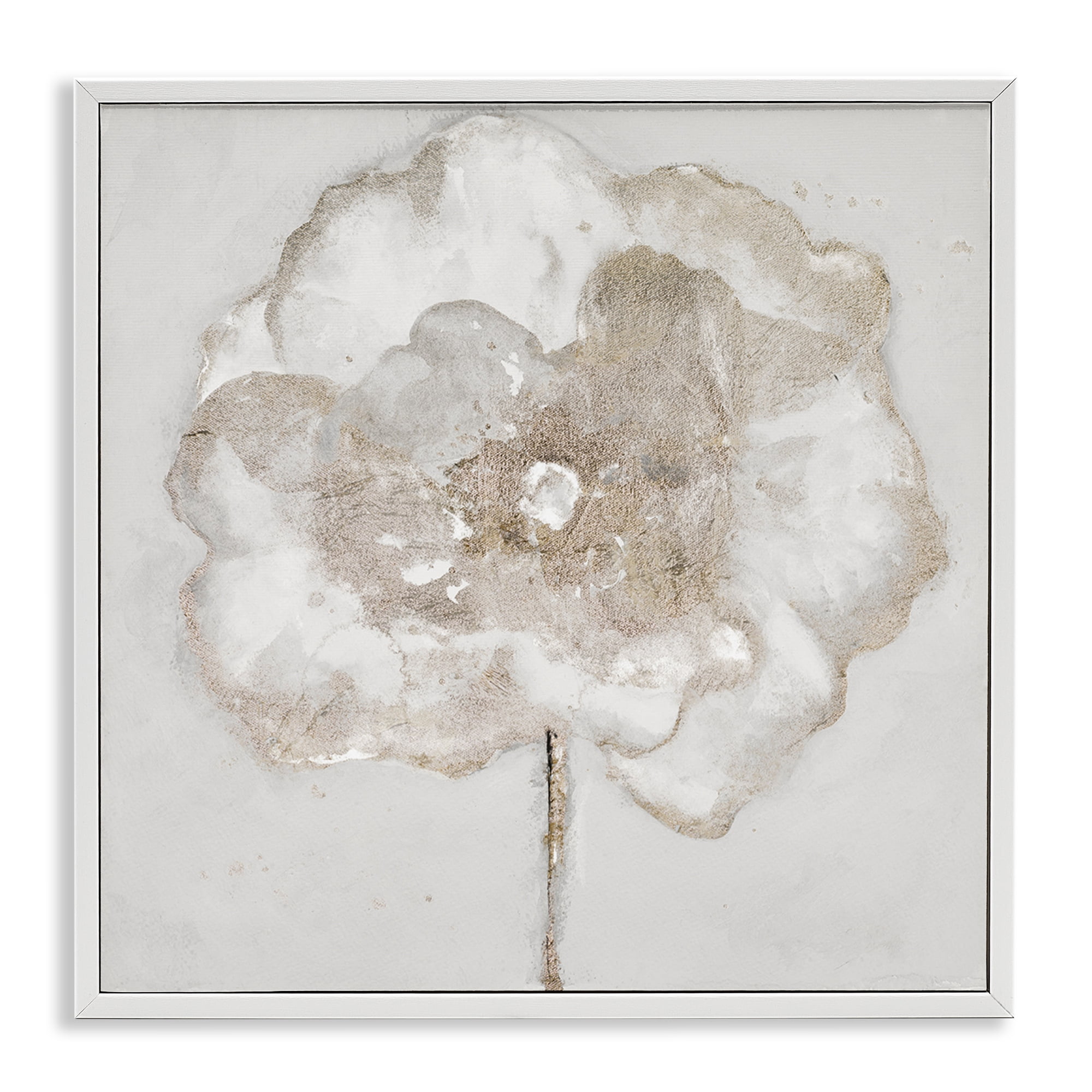 Stupell Industries Gilded Flower Blossoms Botanical & Floral Painting White Framed Art Print Wall Art, 12 x 12