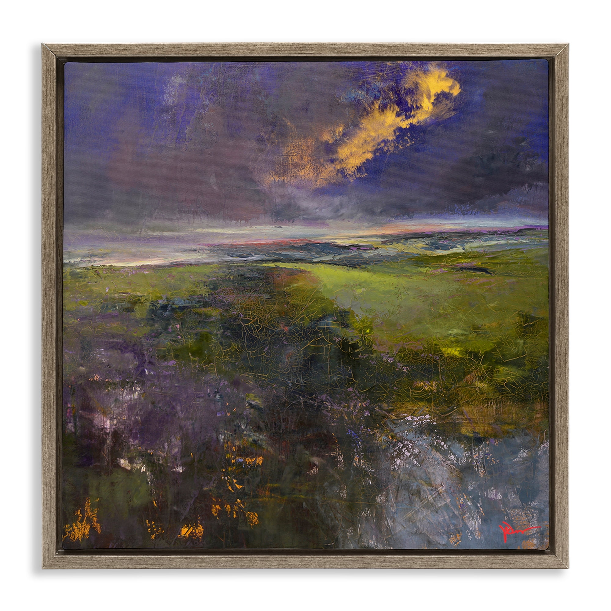 Stupell Industries Gilded Landscape Abstract Landscape & Nature Painting Brown Floater Framed Canvas Art Print Wall Art, 18 x 18