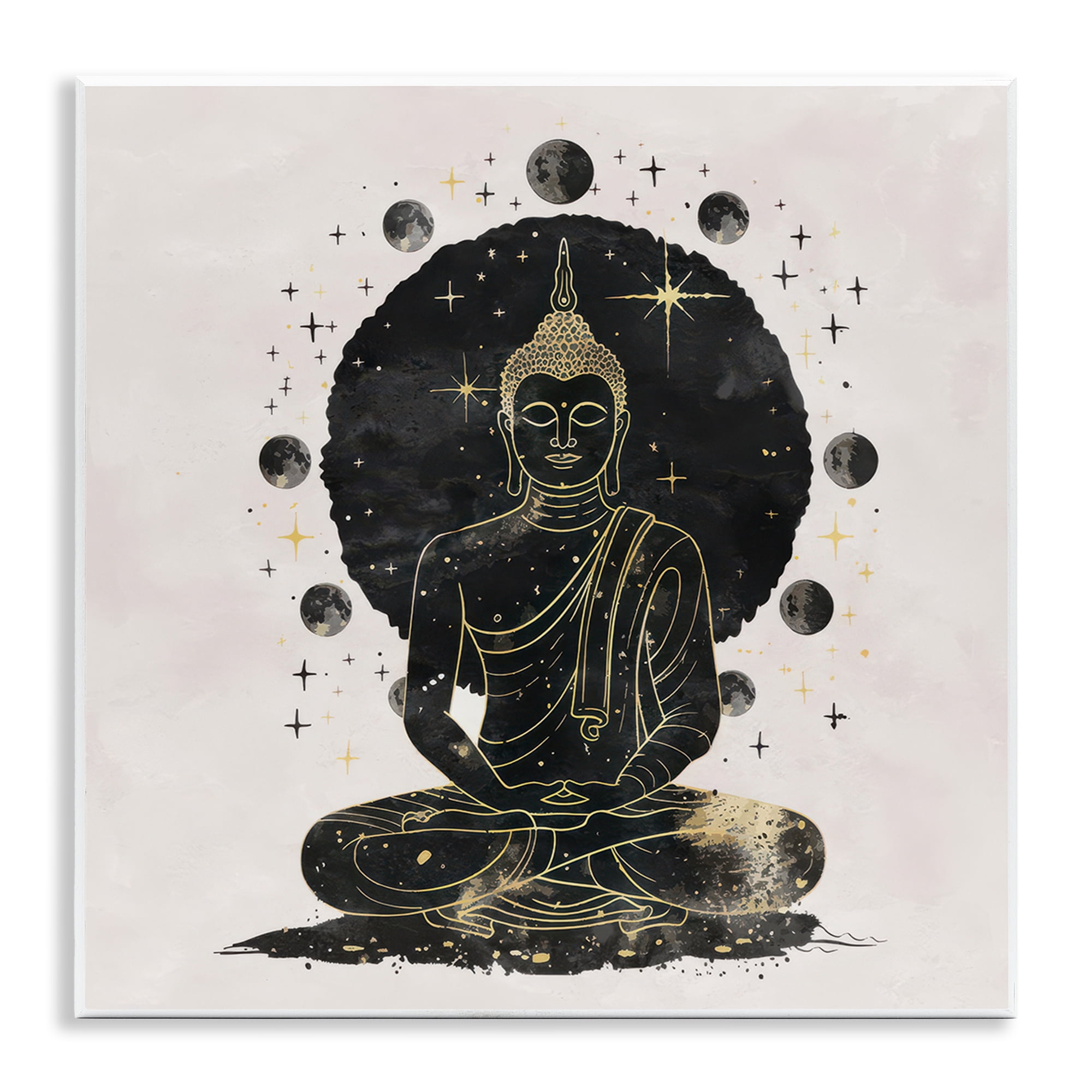 Stupell Industries Gilded Sitting Buddha Religious & Spiritual Painting Unframed Art Print Wall Art, 12 x 12