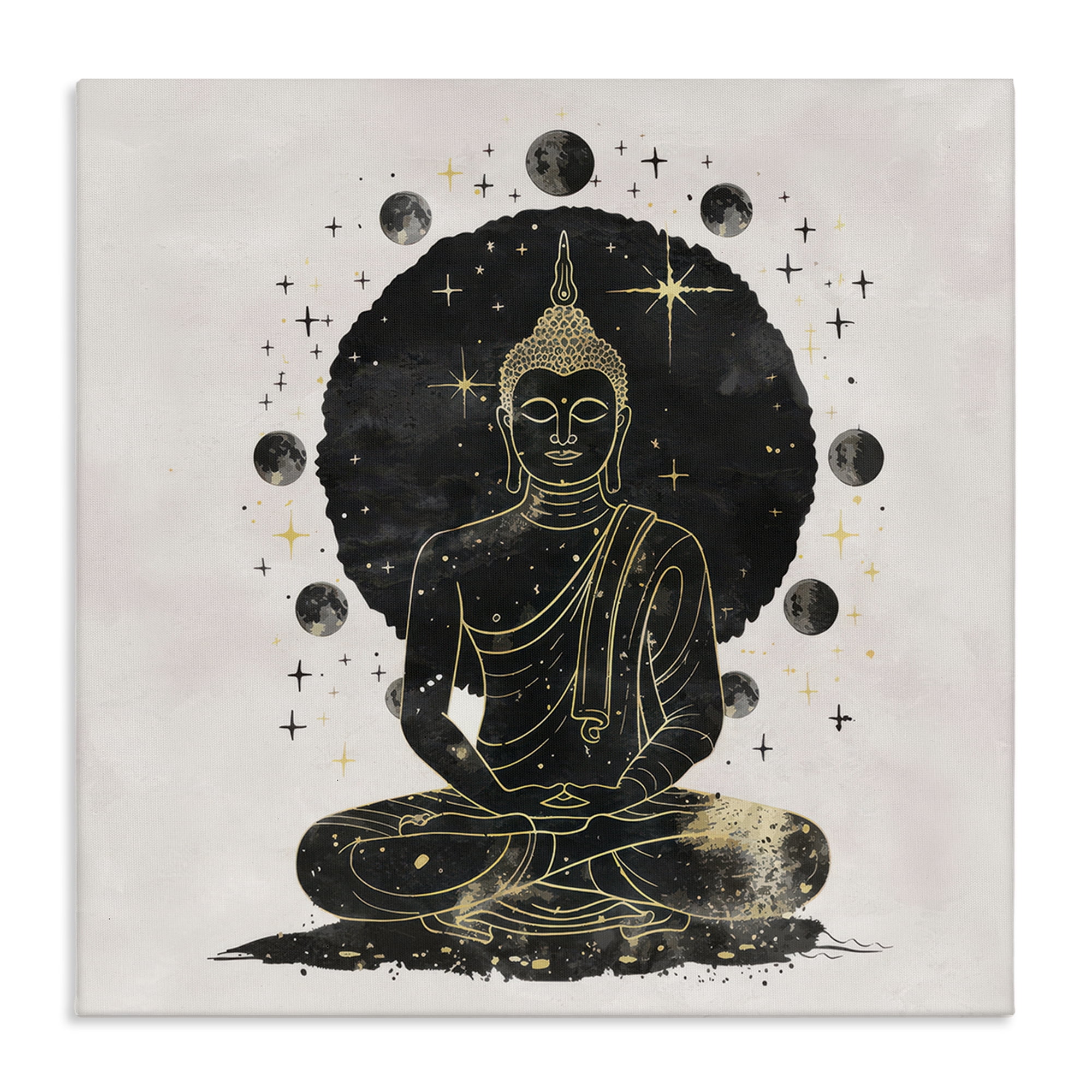 Stupell Industries Gilded Sitting Buddha Religious & Spiritual Painting Wrapped Canvas Art Print Wall Art, 24 x 24