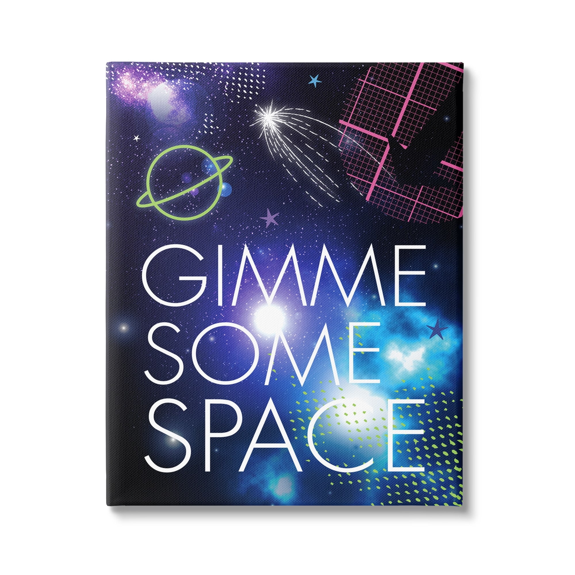 Stupell Industries Gimme Some Space Phrase Patterned Galaxy Stars Canvas Wall Art, 30 x 40, Design by Jennifer Ellory
