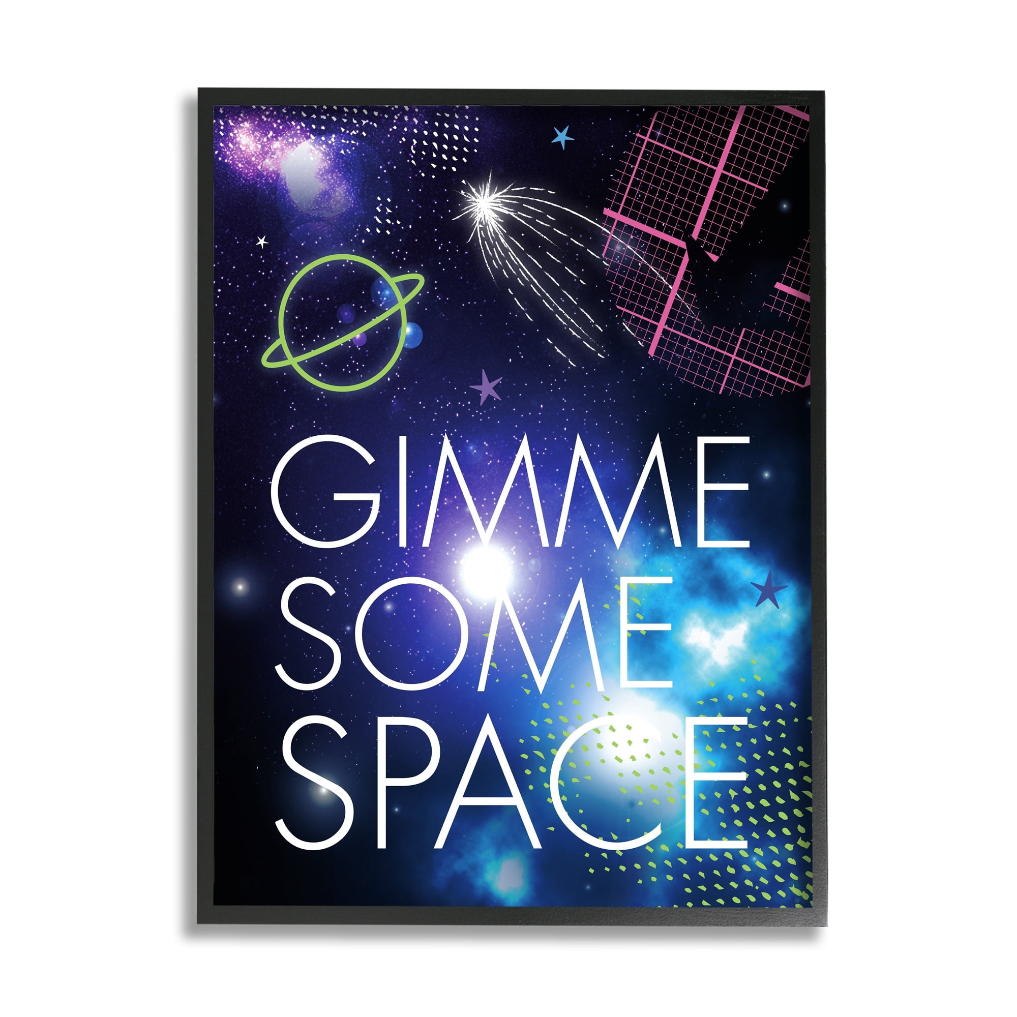Stupell Industries Gimme Some Space Phrase Patterned Galaxy Stars Framed Wall Art, 11 x 14, Design by Jennifer Ellory